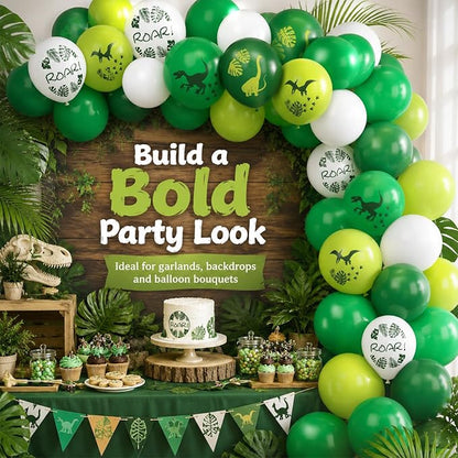 Dinosaur Balloons, 12 Inch Dino Printed Balloons Green White Lime Green Latex - Image 5