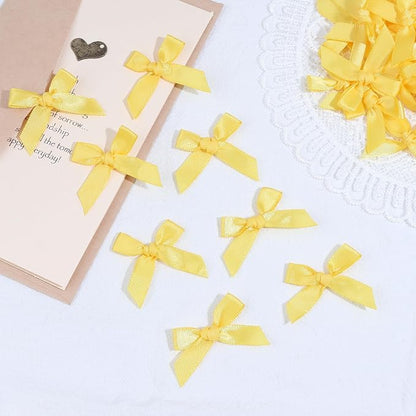 Yellow Mini Bows 1.57" 100PCS Small Satin Ribbon Bows - Image 4