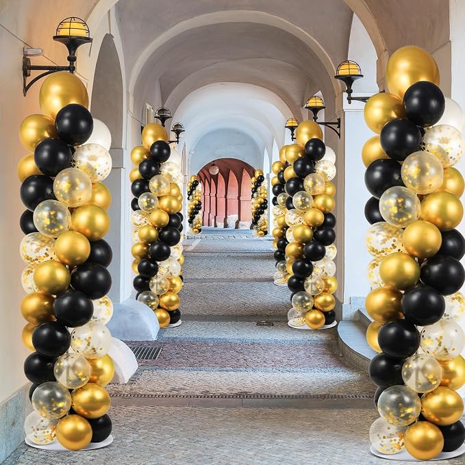 2 Sets Black and Gold Balloon Column Stand Kit - Image 6