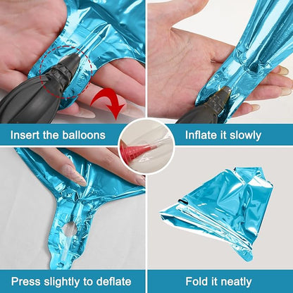 12Pcs Light Blue Round Foil Balloons, Metallic Pearl Blue Foil Balloon - Image 8