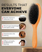 Bossman Men's Boar and Nylon Bristle Hair and Beard Brush - Detangling & Straightening Wooden Oval Wet Brush - Ergonomic Bamboo Design