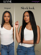 LUVME Yaki Straight Seamless 110g 7Pcs Clip in Hair Extensions Full Max with 22inch Remy Human Hair Extensions, Natural Black 100% Real Soft Hair
