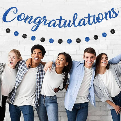 Blue Congratulations Banner Sign Prestrung Congrats Banner Garland - Image 4