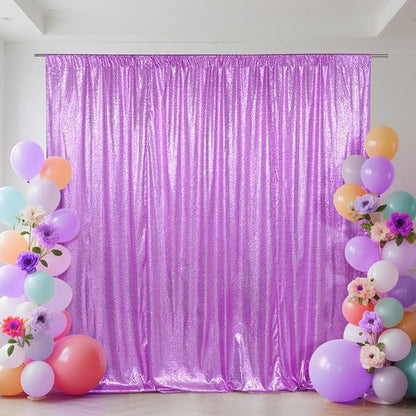 SquarePie 6x8ft Lavender Sequin Backdrop, High Density Non-Transparent Glitter by SquarePie