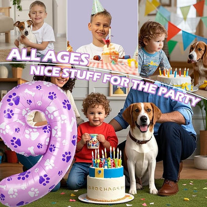 40 Inch Pink Dog Paw Balloons, Numeral 9 Birthday Balloons - Image 5