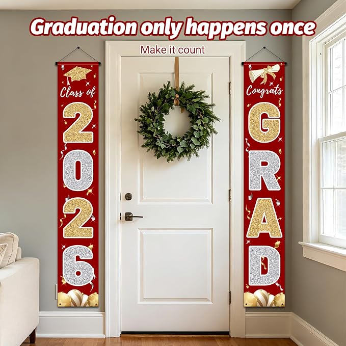 Graduation Decorations 2026, Class of 2026 Banner Congrats Grad | Porch Sign - Image 4