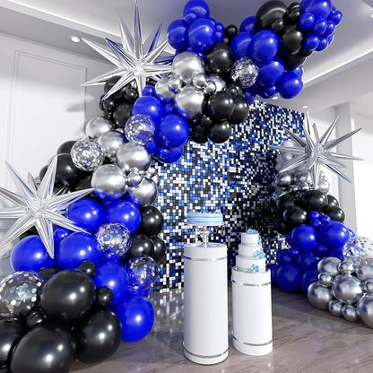 Blue and Black Balloon Arch Kit, Different Size Balloons by ADOINBY