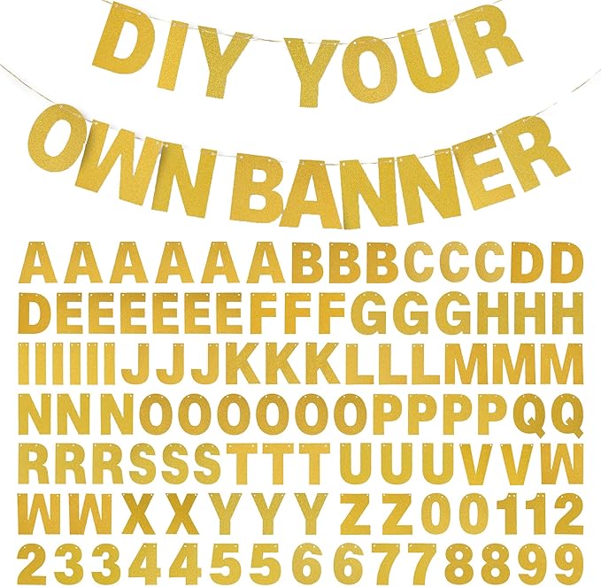 DIY Banner Kit with Letters Glitter Banner Letters Customizable Birthday by mifengda