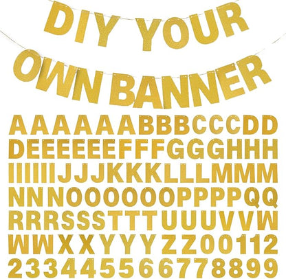 DIY Banner Kit with Letters Glitter Banner Letters Customizable Birthday by mifengda