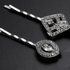 BABEYOND Vintage Hair Pins Clips for Women 1920s Crystal Rhinestone Feather Hair Pins Great Gatsby Hair Piece (A-Silver)