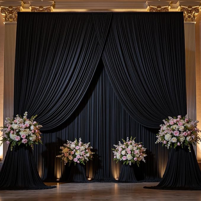 40×14ft Wrinkle Free Black Backdrop Curtain - Image 9