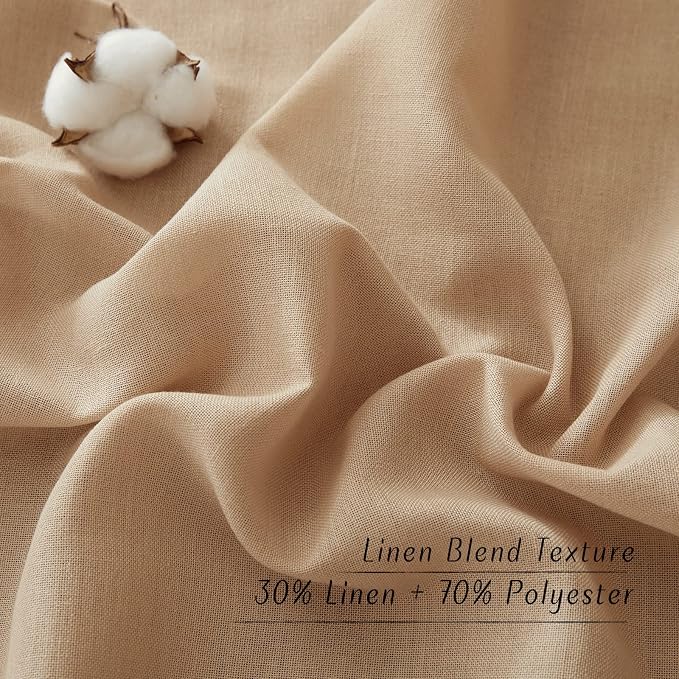 NICETOWN Camel Linen Doorway Curtains 80 inches Long, Grommet Thick Linen Weave - Image 6
