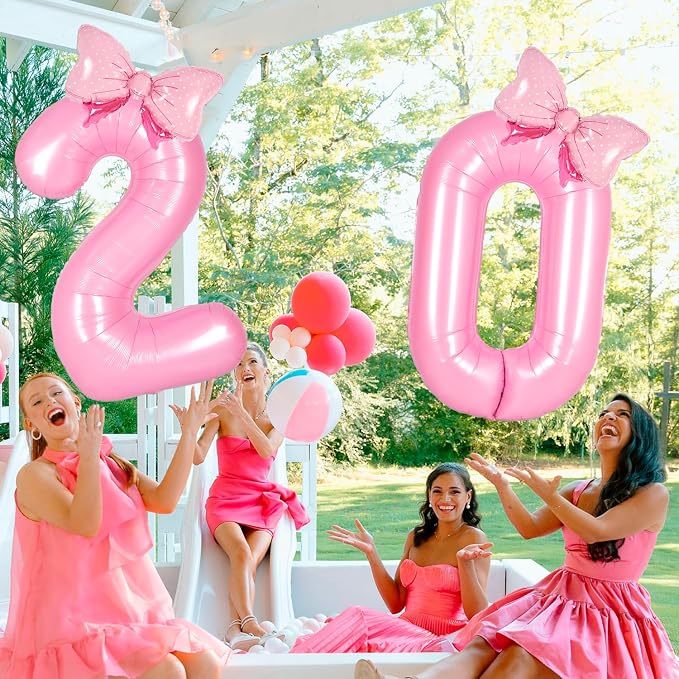 Pink Bow Birthday Decorations 22 Balloon Numbers - Image 6