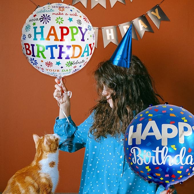 24 Pcs Happy Birthday Foil Balloons 18 inch Round Helium Floating Mylar Balloon - Image 5
