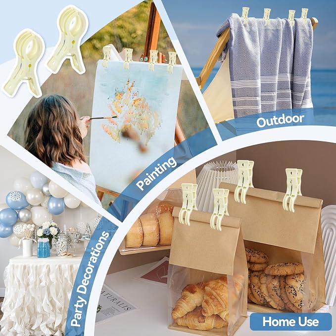 EMART 20 Pack Balloon Arch Clips Plastic Beige Large Towel Clips 3.5 Inch Heavy - Image 5