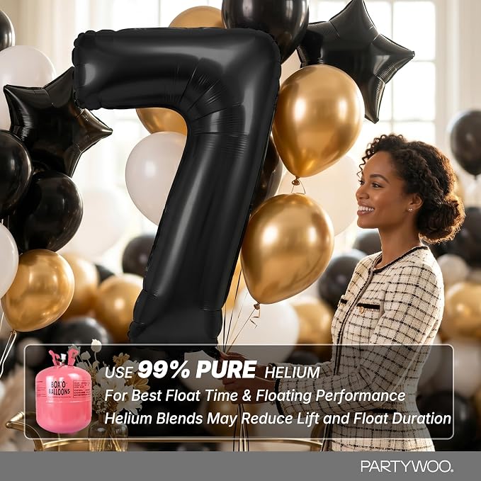 PartyWoo Number Balloons 40 Inch Black Number 7 Kit 25pcs - Image 5