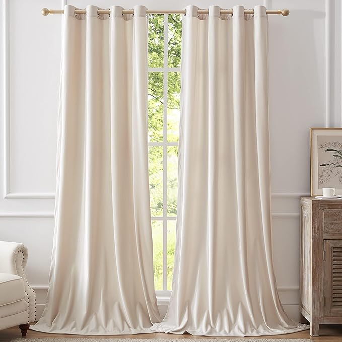 Luxury Cream Ivory Velvet Curtain Drapes by ModernShinyVelvetCurtains