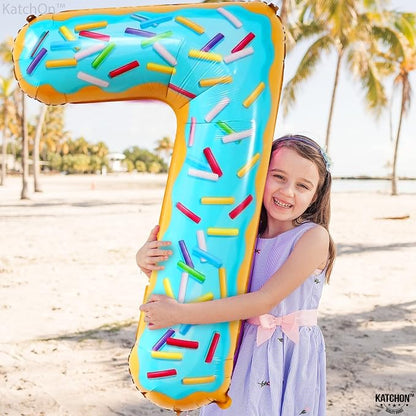 KatchOn Donut Number 7 Balloon 40 Inch, 7 Birthday Balloon | Party Decorations - Image 8