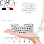 Camila Paris CP3462 French Headband for Women, Handmade White and Gray, Strong Hold Grip Women's Hair Band, Ligth and Very Flexible, No Slip and Durable Styling Girls Hair Accessories, Made in France