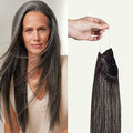 Luxy 100% Remy Human Hair – Halo Clip-In Hair Extensions –Natural Looking Volume & Length - One-Piece - Easy 5-Min Application 140 grams 16" Dark Gray Halo