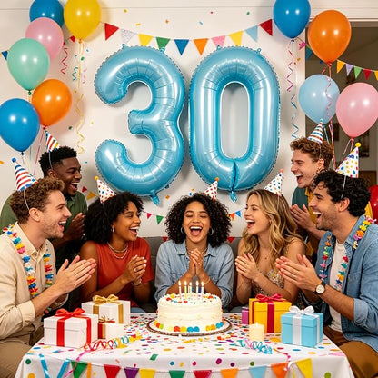40 Inch Light Blue Number 0 Balloon | Suitable - Image 5