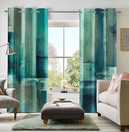 Asuexpect Teal Curtains 2 Panels Abstract Rust Curtain Room Darkening Grommet by Asuexpect