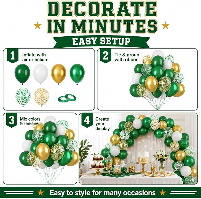 Green Gold Balloons 60PCS Metallic Gold Green - Image 8