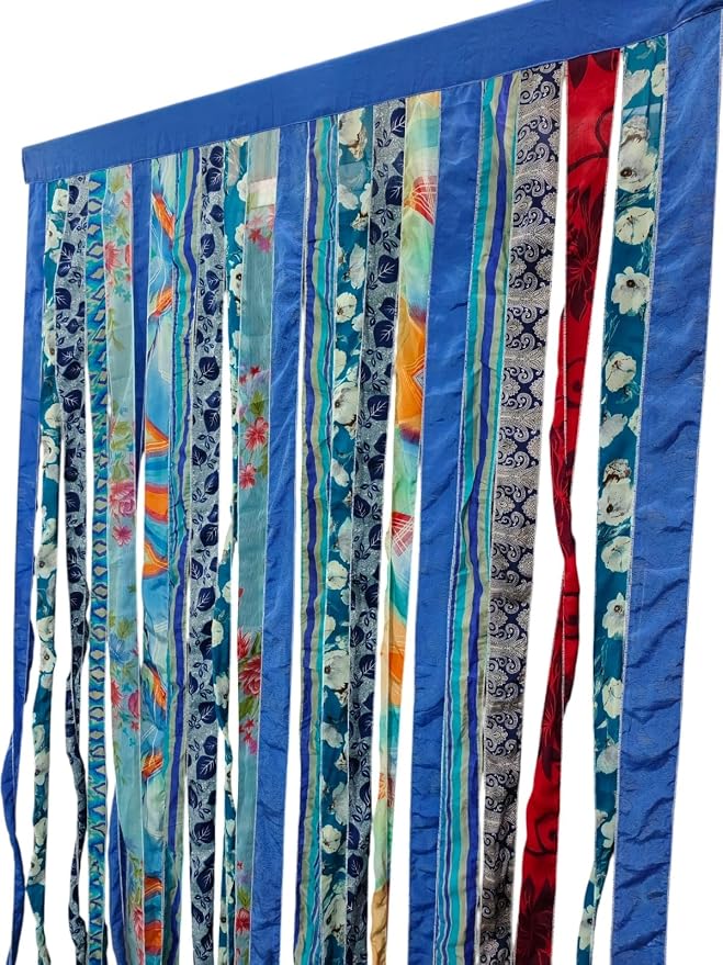 Mango Gifts Old Silk Sari Ribbon Doorway Curtain Hippie Bohemian Room Divider - Image 3
