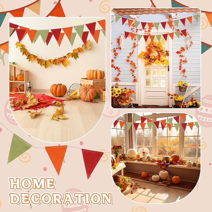 HESTYA 42 Pieces Colorful Pennant Banner Flag Orange Red Green Bunting Triangle - Image 3