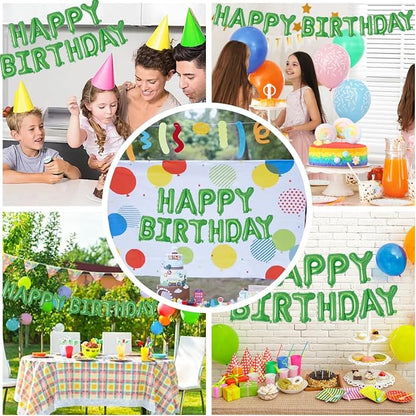 Green Happy Birthday Balloons Banner 16 Inch Mylar Foil Letters, Inflatable - Image 6