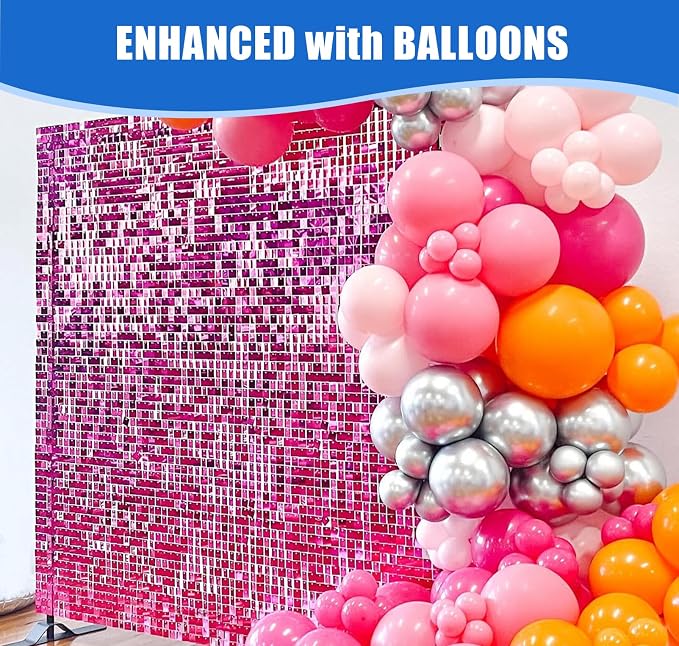 Ozikutech 24 Pcs Hot Pink Shimmer Wall Backdrop Panels - Image 7