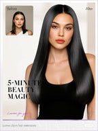 LUVME Straight Seamless 70g 4Pcs Clip in Hair Extensions Full Max with 24inch Remy Human Hair Clip ins Extensions, Natural Black 100% Real Soft Hair