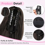 ALXNAN Ponytail Extension,18 Inch Claw Clip in Long Curly Wavy Black Brown Ponytail Hair Extension Jaw Clip on Pony Tails Hairpiece for Women