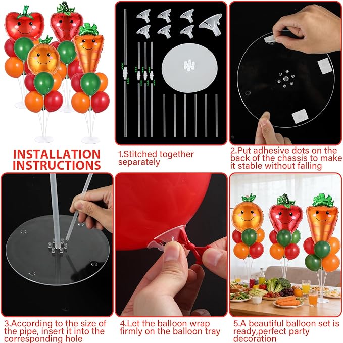 4 Sets Vegetable Fruit Party Balloons Stand Kit - Image 3