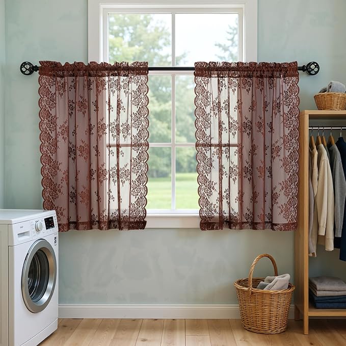 Kotile Warm Brown Sheer Curtains - Image 7