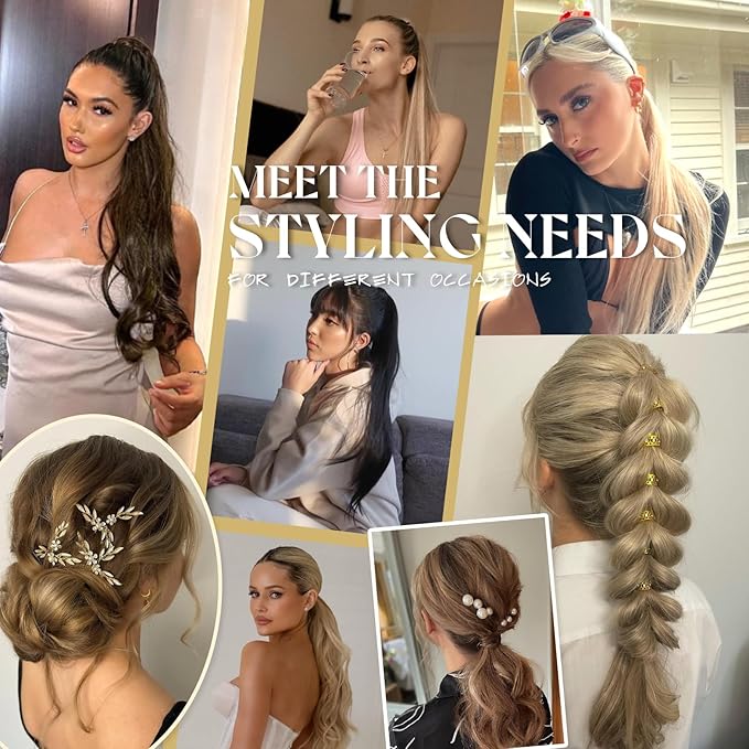 Ve Sunny Hair Extensions Ponytail Real Human Hair Wrap Around Clip in Ponytail Hair Extensions Straight Extensions Human Hair for Women Light Brown Highlights Platinum Blonde 22inch 80G