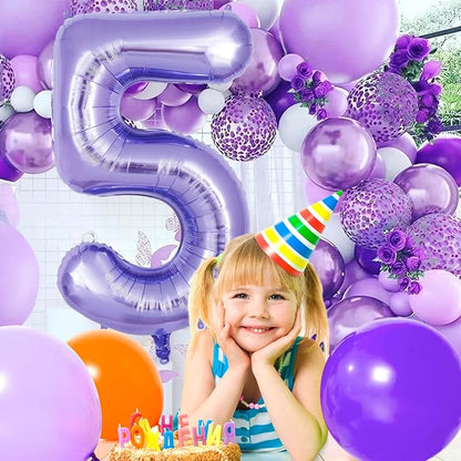 Purple Number 5 Balloon 40 Inch, Big Large Foil Helium Number Balloons - Image 4