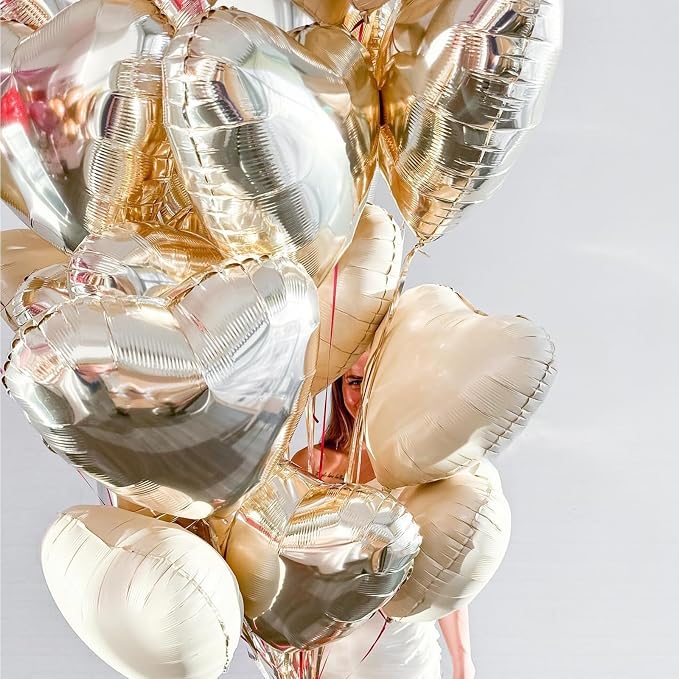 Champagne Gold Heart Balloons, 18Inch Helium Polyester Film Balloon - Image 7