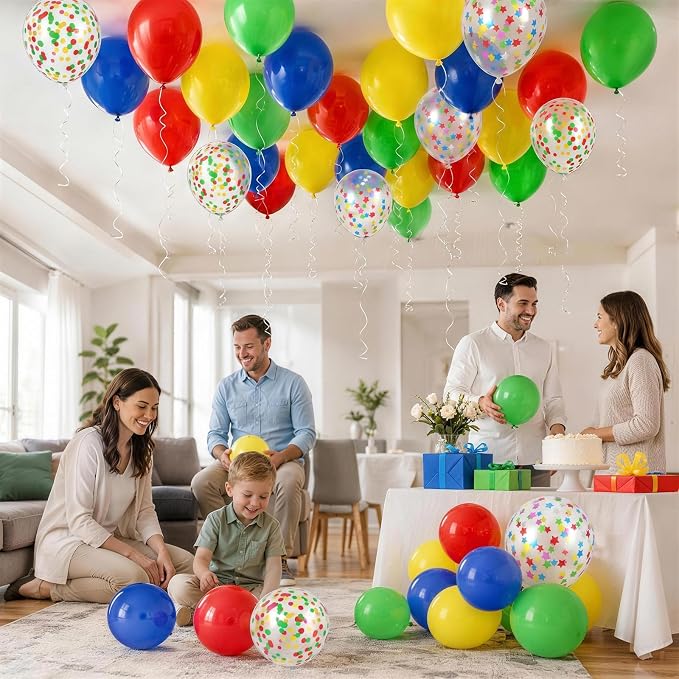 Red Blue Green Yellow Balloons, 12 Inch 50pcs Carnival Circus Balloon Matte Red - Image 7