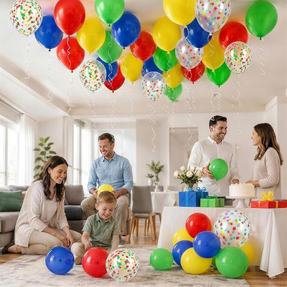 Red Blue Green Yellow Balloons, 12 Inch 50pcs Carnival Circus Balloon Matte Red - Image 7