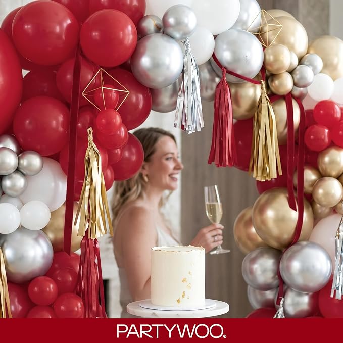 PartyWoo Burgundy Balloons 127pcs Dark Red Maroon Ruby Red Color | 36 18 12 10 - Image 9