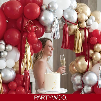 PartyWoo Burgundy Balloons 127pcs Dark Red Maroon Ruby Red Color | 36 18 12 10 - Image 9