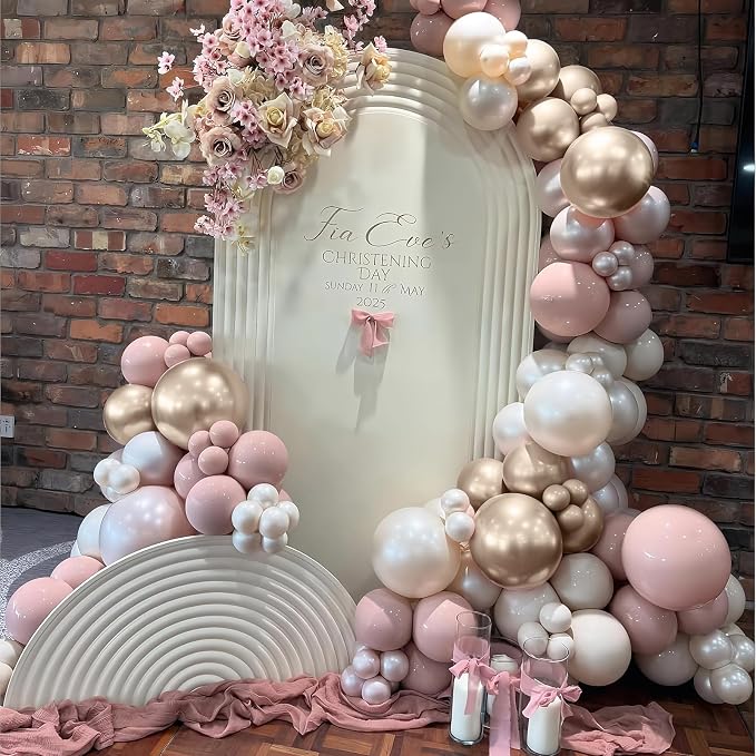 Dusty Pink Balloon Arch Kit, Boho Retro Blush Pink Champagne Gold White Latex - Image 5