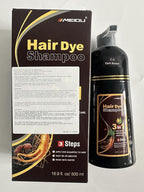 IIIMEIDU Dark Brown Hair Dye Shampoo 3 in 1 for Gray Hair, Herbal Ingredients Shampoo Hair Dye for Women Men, Grey Coverage 500ml