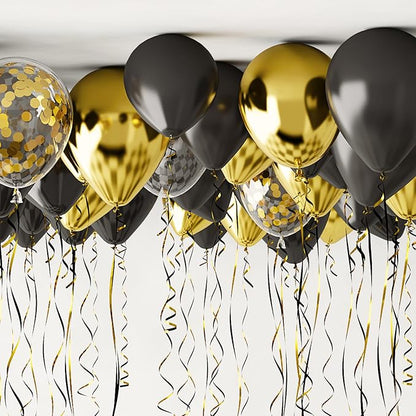 NiHome 237PCS Black and Gold Balloon Set, Includes Metallic, Confetti and - Image 7
