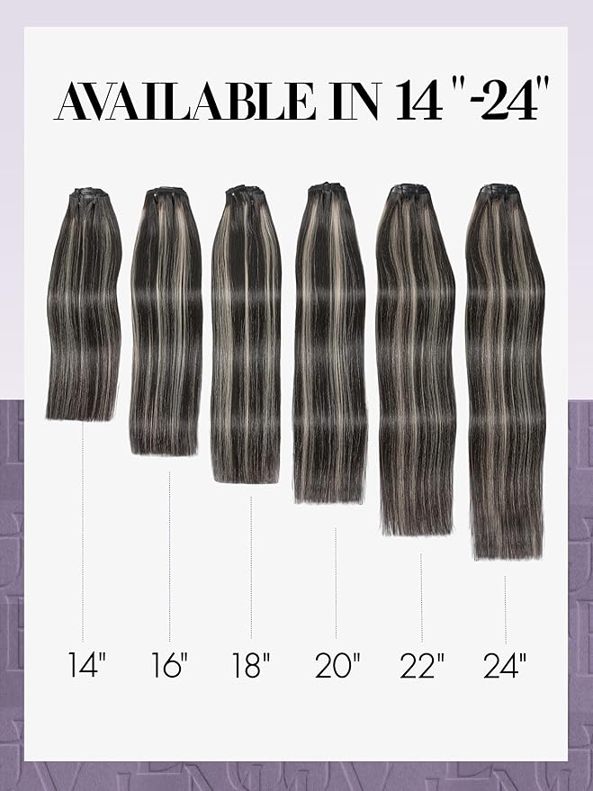 LUVME Balayage Clip in Hair Extensions, 135g 14 Inch Highlight Color Human Hair Extensions Thick Real Human Hair Clip on Double Weft Remy Hair
