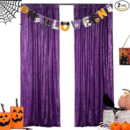 Hahuho Purple Sequin Backdrop Curtain, Party Decoration（2 Panels, 2FT x 8FT by Hahuho