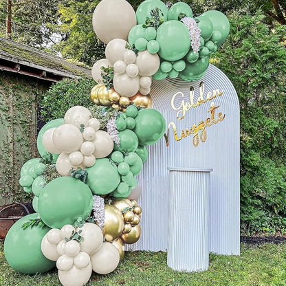 Green White Gold Balloon Garland Arch Kit - Image 5