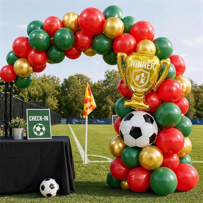 Red and Green Soccer Balloons, 12 Inch Green and Gold Soccer Balloons - Image 7