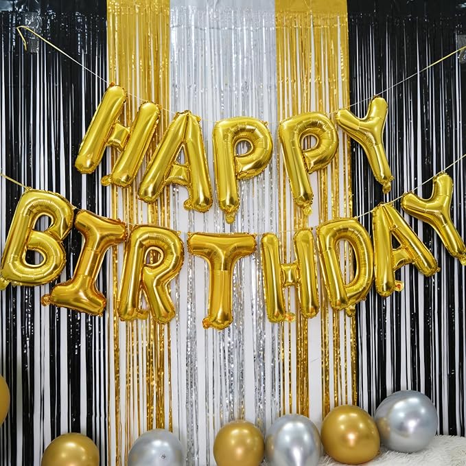 Gold Happy Birthday Balloon Banner, Foil Letter Balloons Party Decoration Sign - Image 4